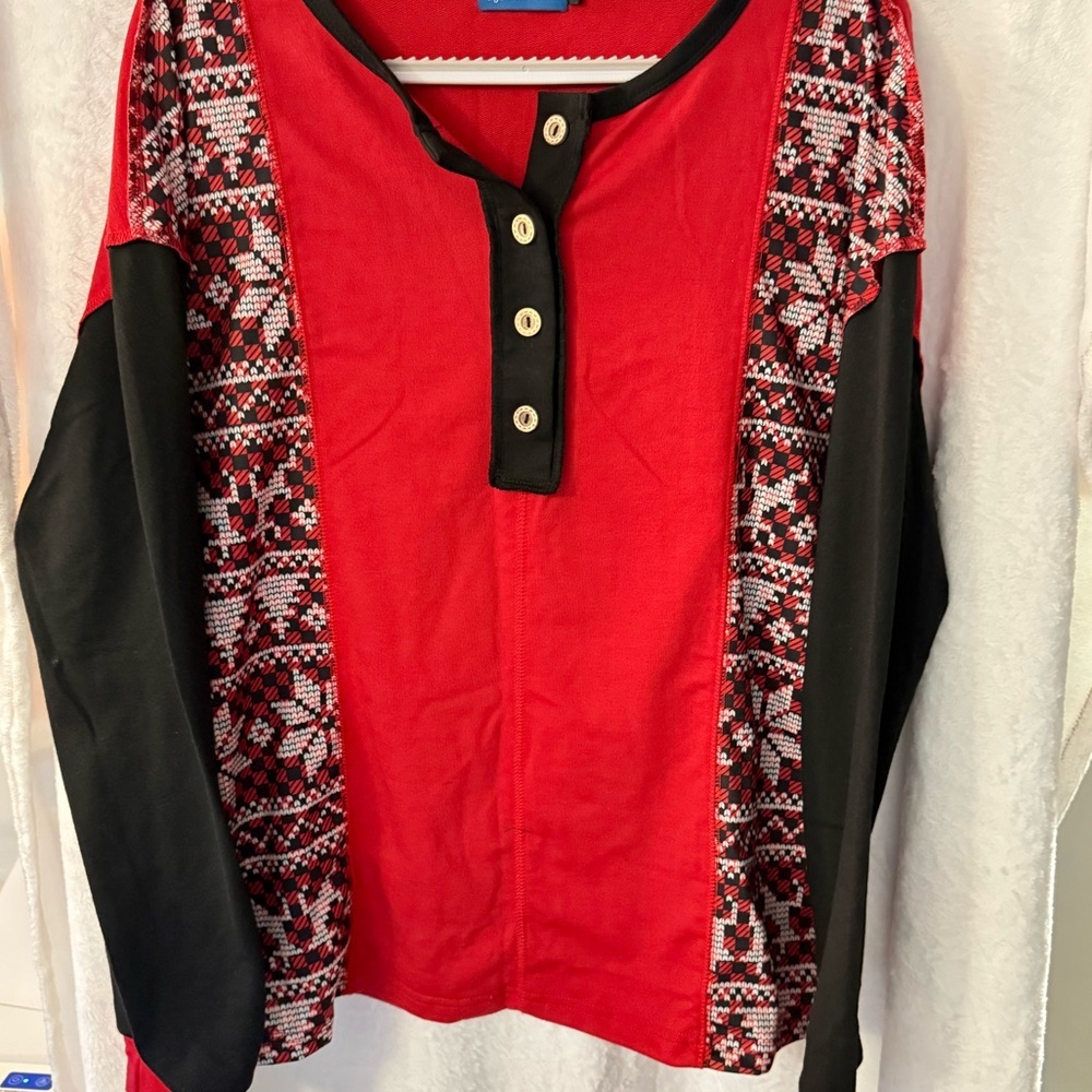 🚨 Blue waters Custom-Red and Black Button-Up long sleeve